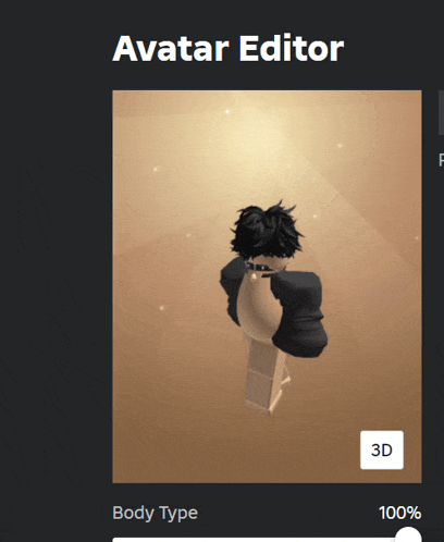 a screenshot of an avatar editor with a 3d body type option