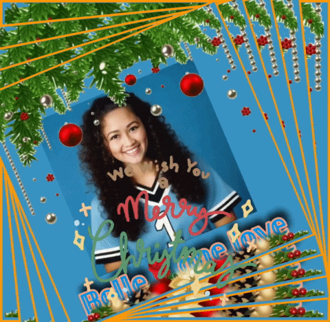 a christmas card with a picture of a girl and the words merry christmas love