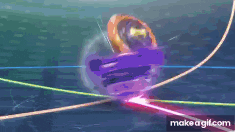 a cartoon of a person playing a video game with a purple object in the middle .