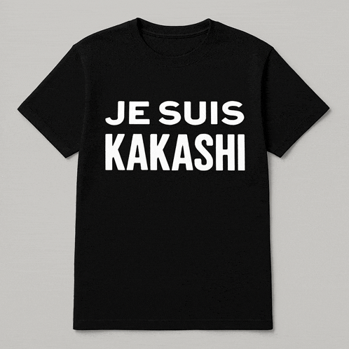 a black shirt that says je suis kakashi