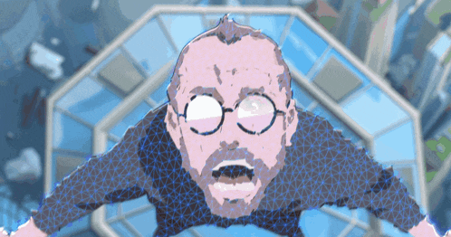 a cartoon drawing of a man with glasses and a beard