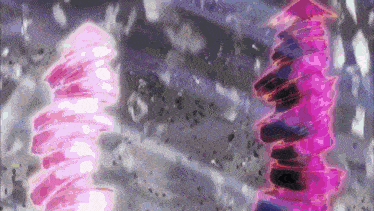 a close up of a purple and pink object with a purple background .