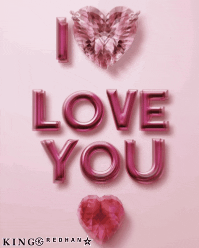 a pink poster that says i love you with a heart in the middle