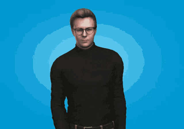 a man in a black turtleneck is holding a can of deodorant and a green can of deodorant