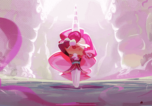 a cartoon drawing of a girl with a sword