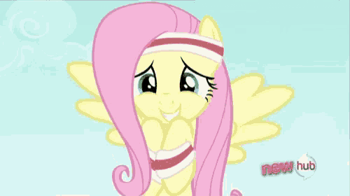 a cartoon of a pony with a new hub logo on the bottom right