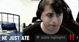 a man wearing headphones says he just ate #pablo-highlights
