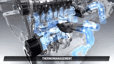 a computer generated image of a car engine with the words thermomanagement underneath