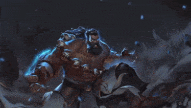 a man with a beard is holding a sword in a video game