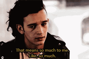 a man in a leather jacket is saying that means so much to me like so much