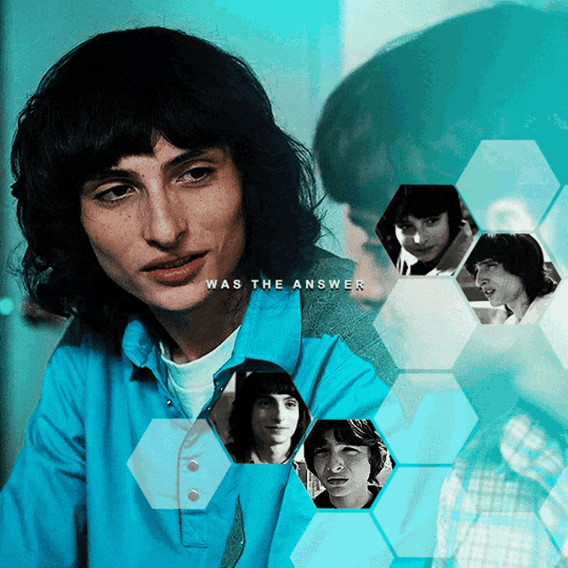 a collage of images of a young man with the words was the answer below him