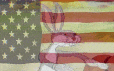 bugs bunny in front of an american flag with stars