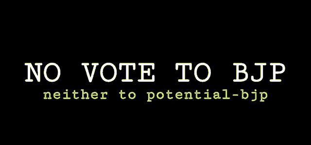 a black background with white text that says no vote to bjp neither to potential bjp