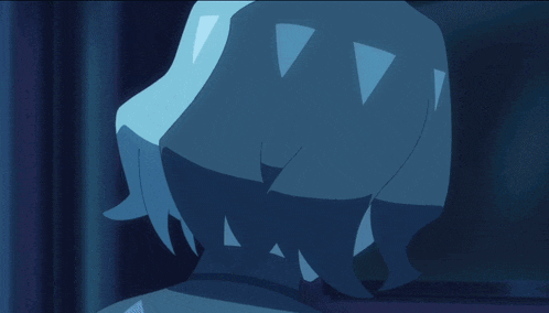 a close up of a cartoon character 's face with a blue background