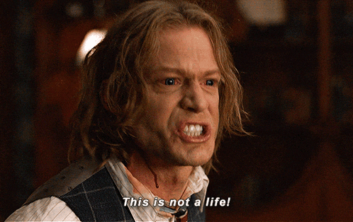 a man with his mouth open and the words this is not a life behind him