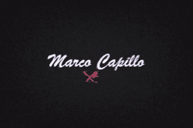 a black background with marco capillo written in multicolored letters