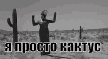 a black and white photo of a woman standing in front of a cactus .