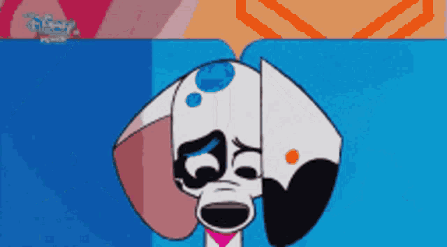 a cartoon dalmatian with a sad look on its face
