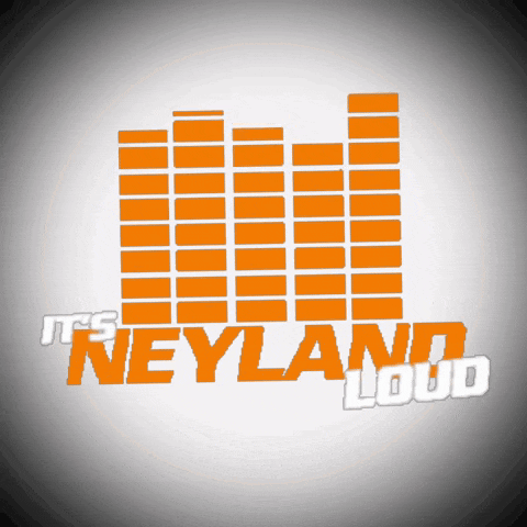 a logo that says it 's neyland loud in orange