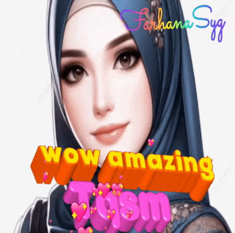 a cartoon of a woman wearing a hijab with the words wow amazing josm below her