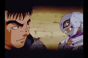 a man and a woman are standing next to each other in an anime scene