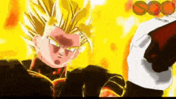 a cartoon character is fighting another character in a video game with a yellow background