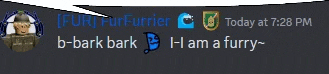 a screenshot of a discord conversation between fur fur terrier and b-bark bark