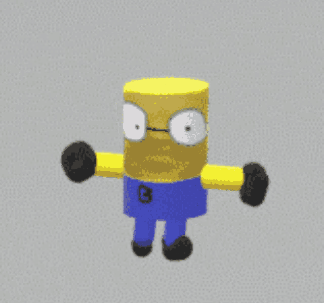 a yellow and blue minion with glasses and the number 3 on his pants