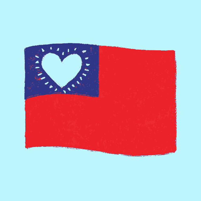 a drawing of a flag with a heart in the middle