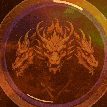a picture of three dragons in a circle on a dark background