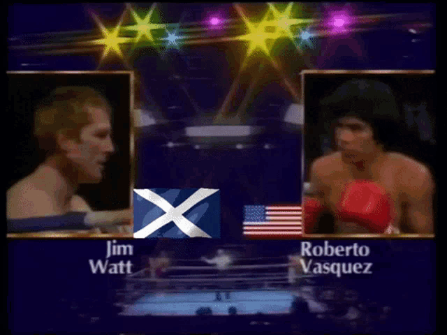 a boxing match between jim watt champion and roberto vasquez challenger
