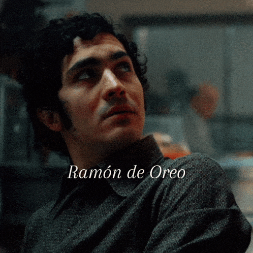 a close up of a man with the name ramon de oreo