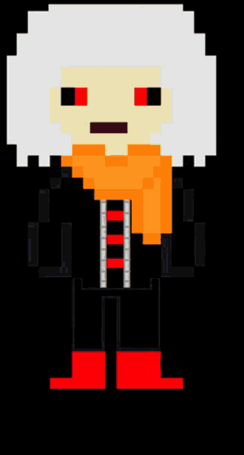 a pixel art of a person wearing a scarf