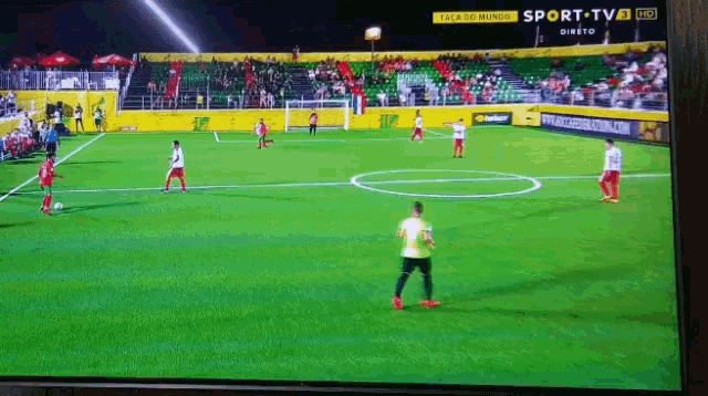 a soccer game is being played on a sport tv