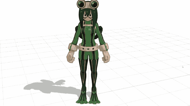 a 3d model of a frog girl with goggles