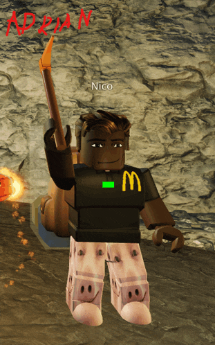 a cartoon character with a mcdonald 's logo on their shirt