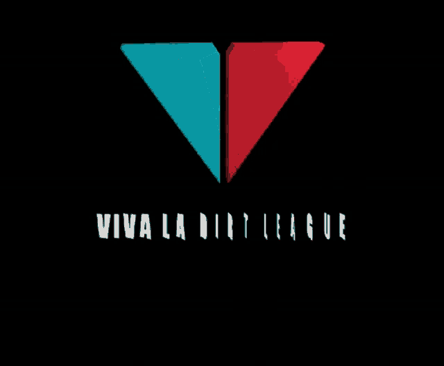 a logo for viva la dirt league with a red and blue triangle
