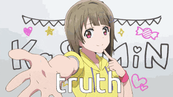 a girl in a yellow shirt with the word truth written on it
