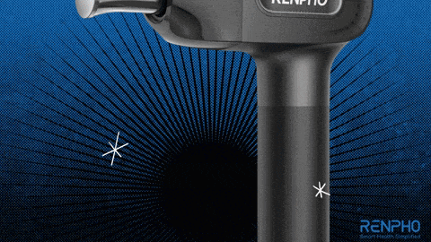 an advertisement for renpho shows a black device