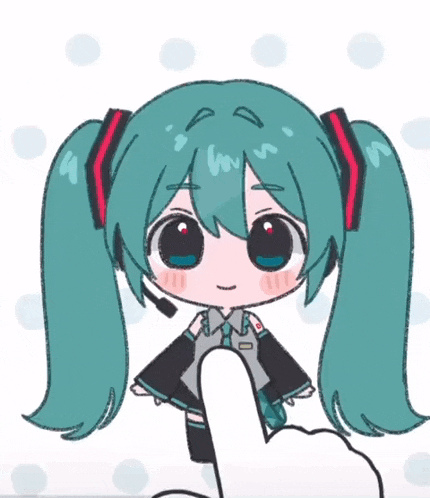 a drawing of hatsune miku giving a thumbs up with her finger