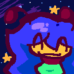 a pixel art drawing of a person with the letter a on their head