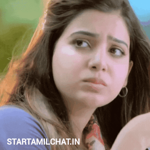 a close up of a woman 's face with the words starttamilchat.in visible