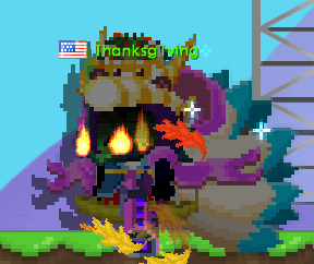 a pixel art drawing of a monster with the name thanksgiving on it