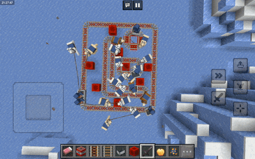 a screenshot of a minecraft game shows a time of 21.27.49