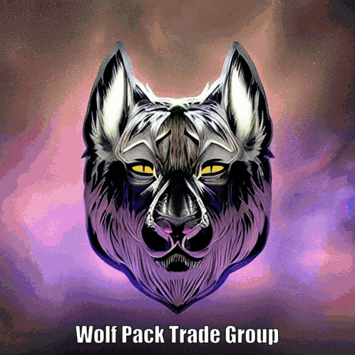 a wolf pack trade group logo with a wolf head