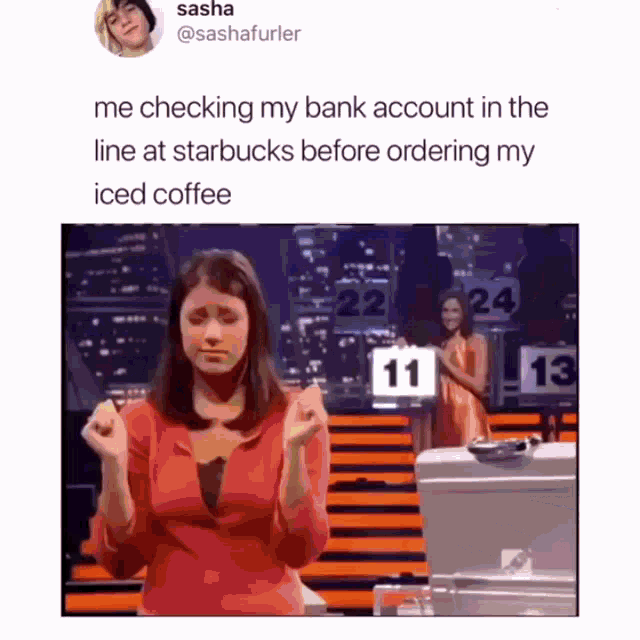 Starbucks Me Checking My Bank Account GIF - Starbucks Me Checking My Bank Account High Five GIFs