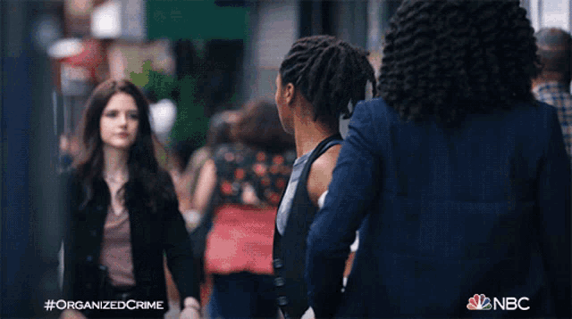 a nbc ad for organized crime shows two women talking