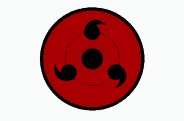 a red and black circle with a triangle in the middle