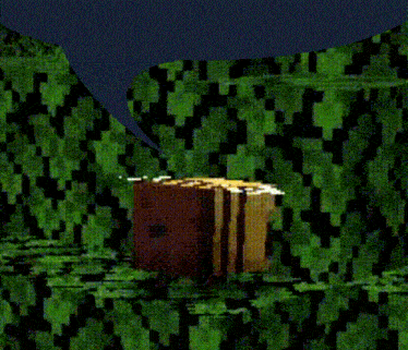 a minecraft bee is surrounded by green plants