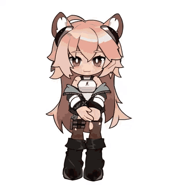 a cartoon drawing of a girl with pink hair